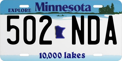 MN license plate 502NDA