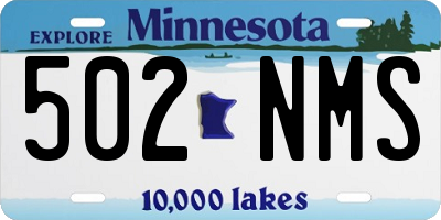 MN license plate 502NMS