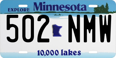 MN license plate 502NMW