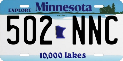 MN license plate 502NNC