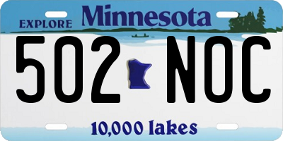 MN license plate 502NOC