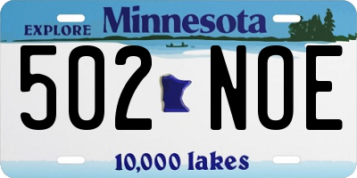 MN license plate 502NOE