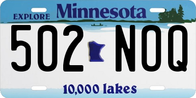 MN license plate 502NOQ