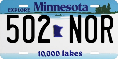 MN license plate 502NOR