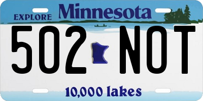 MN license plate 502NOT