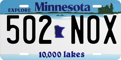 MN license plate 502NOX