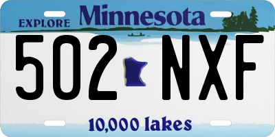 MN license plate 502NXF
