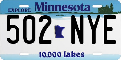 MN license plate 502NYE