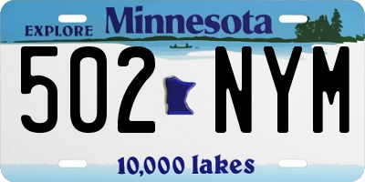 MN license plate 502NYM