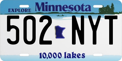 MN license plate 502NYT