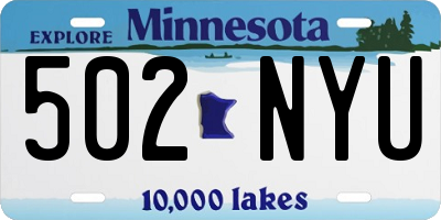 MN license plate 502NYU