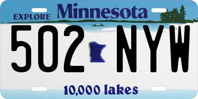 MN license plate 502NYW