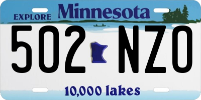 MN license plate 502NZO