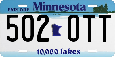 MN license plate 502OTT