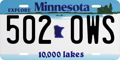 MN license plate 502OWS