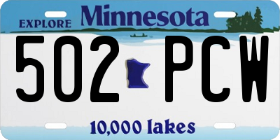 MN license plate 502PCW