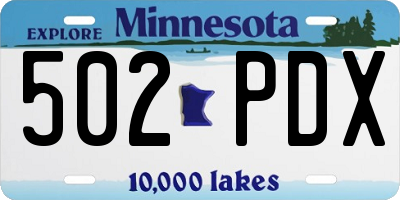 MN license plate 502PDX