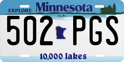 MN license plate 502PGS