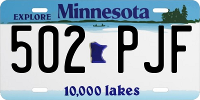 MN license plate 502PJF