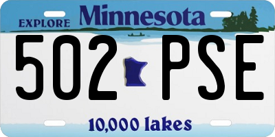 MN license plate 502PSE
