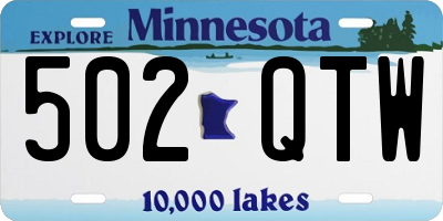 MN license plate 502QTW