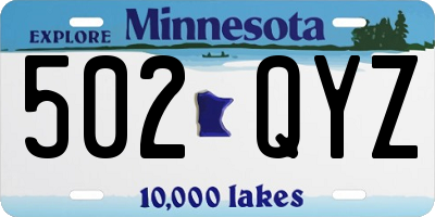 MN license plate 502QYZ