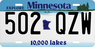 MN license plate 502QZW