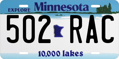 MN license plate 502RAC