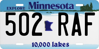 MN license plate 502RAF
