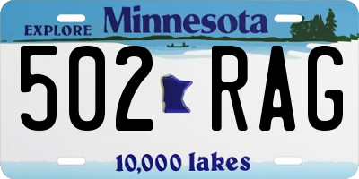 MN license plate 502RAG