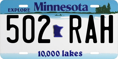 MN license plate 502RAH