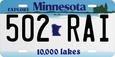MN license plate 502RAI