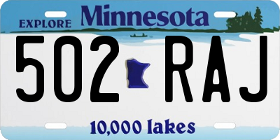 MN license plate 502RAJ