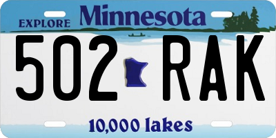 MN license plate 502RAK