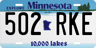 MN license plate 502RKE
