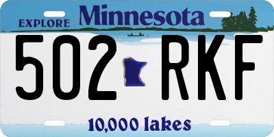 MN license plate 502RKF