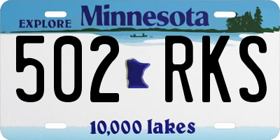 MN license plate 502RKS