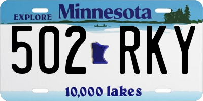 MN license plate 502RKY