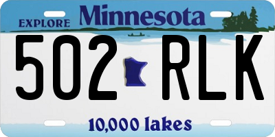 MN license plate 502RLK