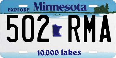 MN license plate 502RMA