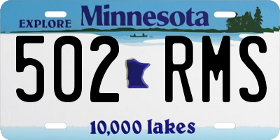 MN license plate 502RMS