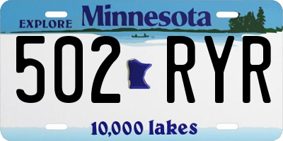 MN license plate 502RYR