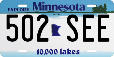 MN license plate 502SEE