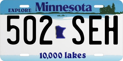 MN license plate 502SEH