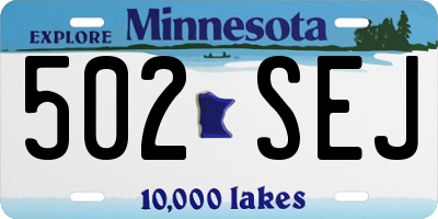 MN license plate 502SEJ