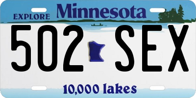 MN license plate 502SEX
