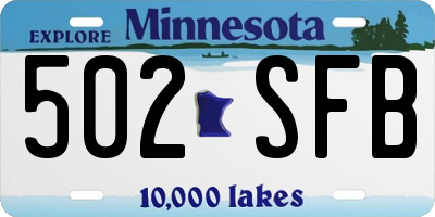 MN license plate 502SFB