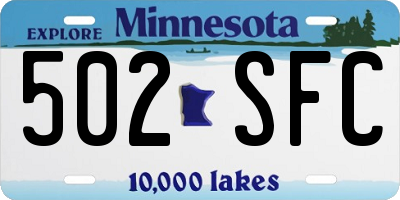 MN license plate 502SFC