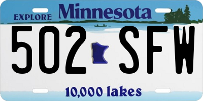 MN license plate 502SFW