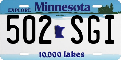 MN license plate 502SGI
